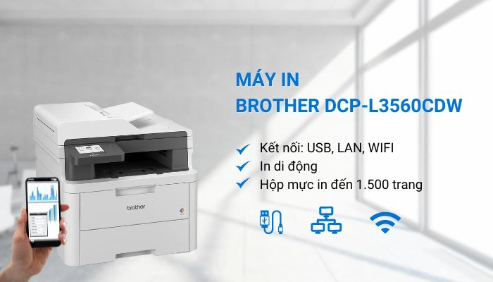 máy in Brother DCP-L3560CDW kết nối