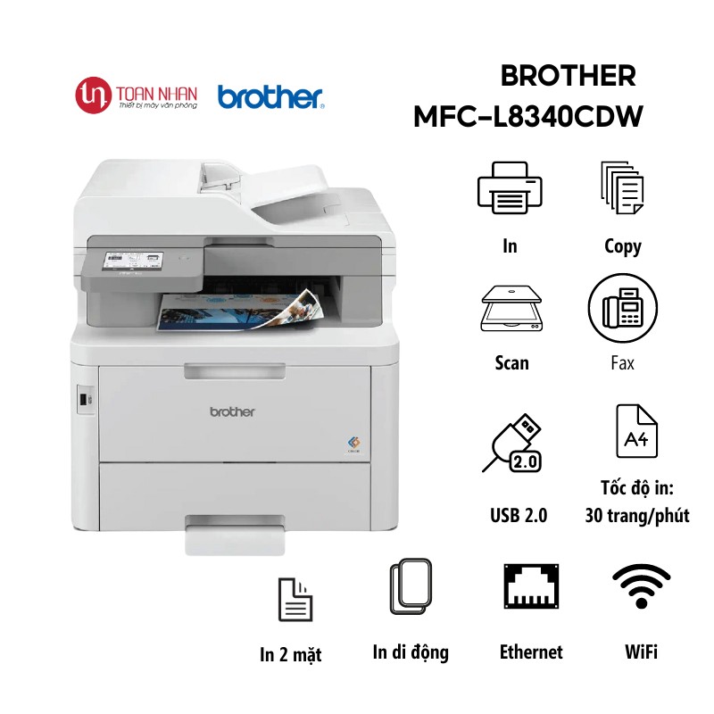 Máy in Laser Màu Đa Năng Brother MFC-L8340CDW (A4/ In/ Scan/ Copy/ Fax/ Duplex/ WiFi)