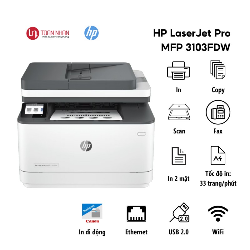 Máy in laser đa chức năng HP LaserJet Pro MFP 3103FDW (3G632A) (A4/ In/ Scan/ Copy/ Fax/ Duplex/ WiFi)