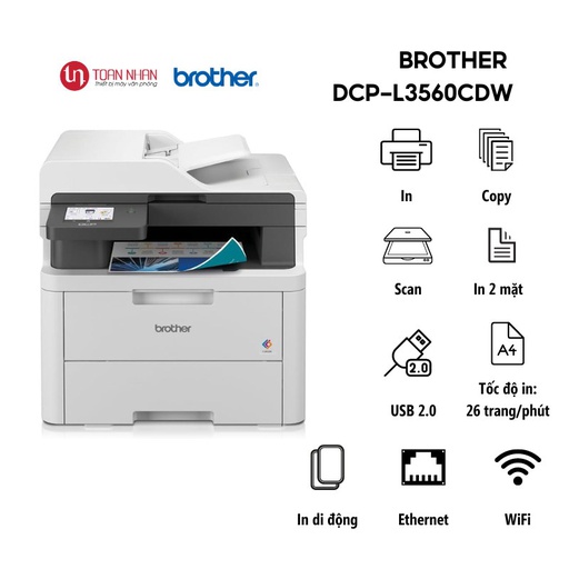 [PRT-BRLJ-L3560CDW] Máy in Laser màu đa năng Brother DCP-L3560CDW (In màu/ Copy/ Scan/ A4/ USB/ LAN/ WiFi)