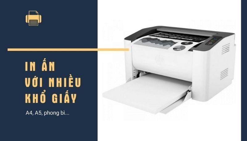 In ấn nhiều khổ giấy máy in HP 107w